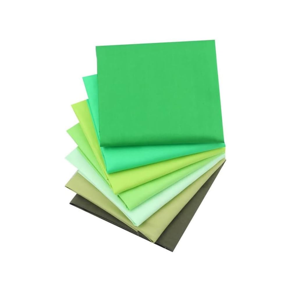 CraftsFabrics 7pcs/ Lot (16'' x 20'') Green Pastel Solid Colour Twill Cotton Fat Quarters Bundle 100% Cotton Precut Fabric Squares for DIY Sewing, Quilting, Scrapbooking, Patchwork, Clothing
