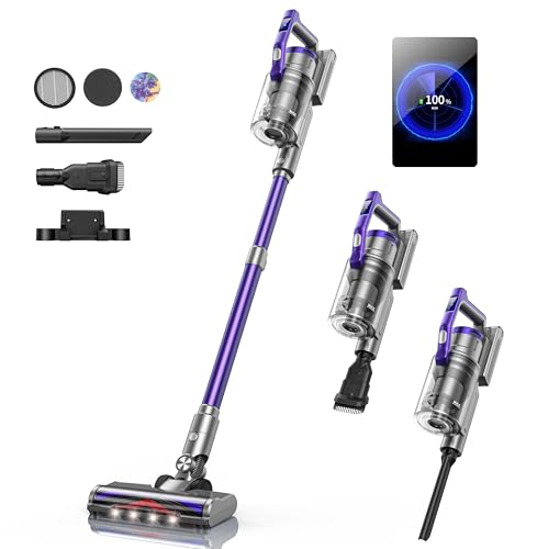 HONITURE Aspirateur Balai sans Fil, 450W/38 KPA Aspirateur sans Fil Puissant avec Écran OLED, 55 Mins, Brosse Anti-Emmêlement, Aromathérapie, Aspirateur Balai pour Poils d'animaux Tapis Voiture【S14】