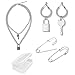 Produktbild PPX Lock Anhänger Halskette Anweisung lange Kette Punk Multilayer Choker Halskette und kreative asymmetrische Metallschlüssel Lock baumeln Ohrringe und Pin kleine Creolen Schmuck-Set mit Box