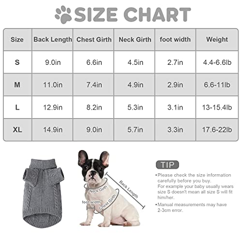 Dog Sweater Turtleneck Knitted Short Sleeve Cat Sweater Pullover Christmas Holiday Pet Apparel For Small Medium Dogs/Cats (Medium, Grey) #TOP3