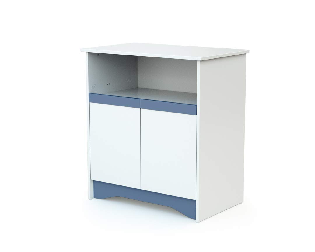 AT4 - Cassettiera fasciatoio 2 ante COTILLON legno - Bianco/Blu - 79 x 65,5 x 94 cm