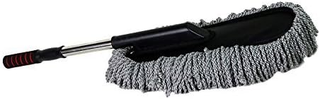 LOLLDEAL Car Microfiber Brush, Multipurpose Duster Brush Vehicle Interior and Exterior Cleaning Kit with Extendable Telescope Handle (Gray)