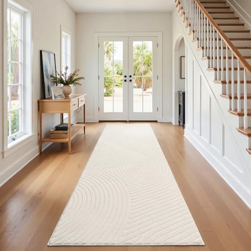 Alfombra de pasillo beige para evitar resbalones en casa 2