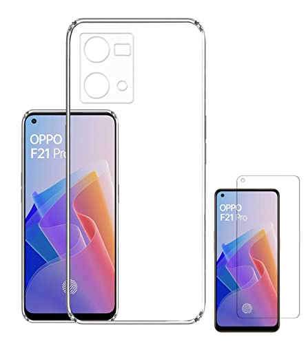 Image of Transparent Soft Silicone TPU Flexible Back Cover Compatible with Oppo F21 Pro + Screen Guard