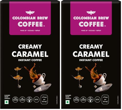 Image of Colombian Brew Creamy Caramel Instant Coffee Powder, No Sugar, 20 Sachets (Pack of 2)