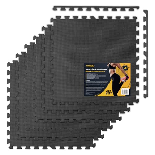 Neo-Sport Mata Podłogowa Ochronna - Mata Treningowa do Fitnessu - Antypoślizgowa - Piankowa - 6 Puzzli - 180 x 120 cm