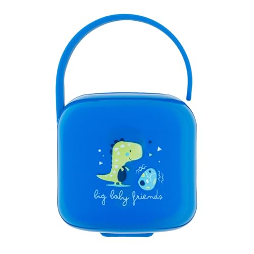Neobaby Portasucchietto Doppio, Portaciuccio Neonato, Versatile e Igienico, Facile Da Agganciare, Forma Ergonimica, Dino, Azzurro, 0 Mesi+