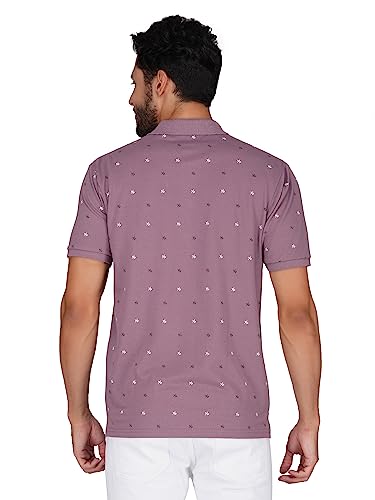 Image of PRORIDERS Half Sleeve Cotton Blend Regular Fit Men's Polo with Snap Button and Floral Print for Casual wear T-Shirt
