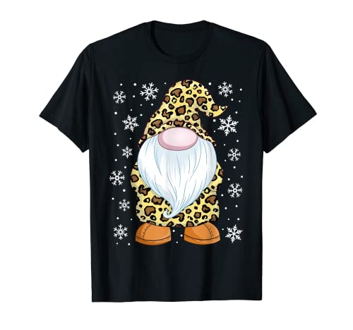 Gnomo in pelliccia di leopardo di Natale da uomo e donna Maglietta