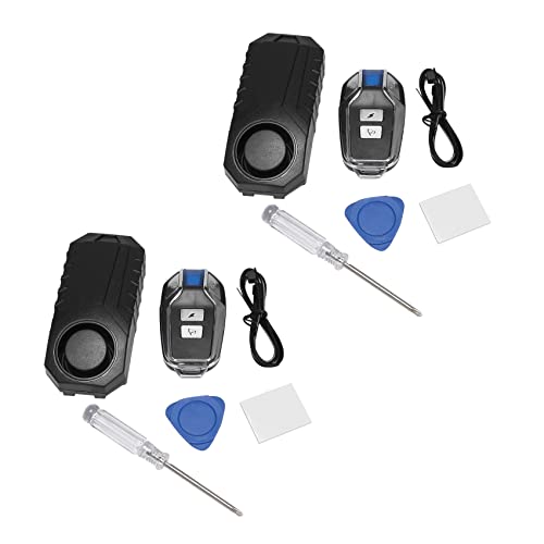 Jnchdghwa 2X Alarma de Bicicleta de Motocicleta Inalámbrica Súper Fuerte 113Db Alarma Antirrobo de Seguridad con Control Remoto Una Prueba de Agua Negro