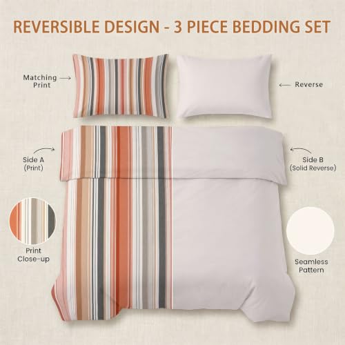 Funda de edredón doble nórdica reversible con dos fundas de almohada de microfibra 6