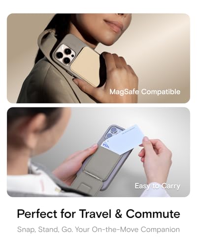 Image of MOFT Phone Tripod Wallet for iPhone, Mulit-Angles, Lightweight & Portable Phone Stand, MOVAS Vegan Leather Magnetic Wallet, Strong Magnets, NFC Card Holder,Travel Essential, Taupe (with Card Slot)
