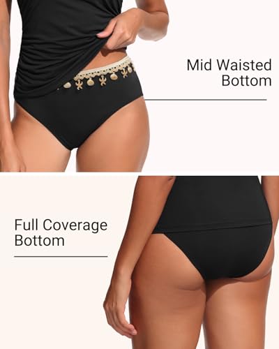 Image of Daci Womens Strapless Tankini Swimsuits- 2 Piece Tummy Control Tankini Swimsuit Bandeau Tankini Tops with Bottoms