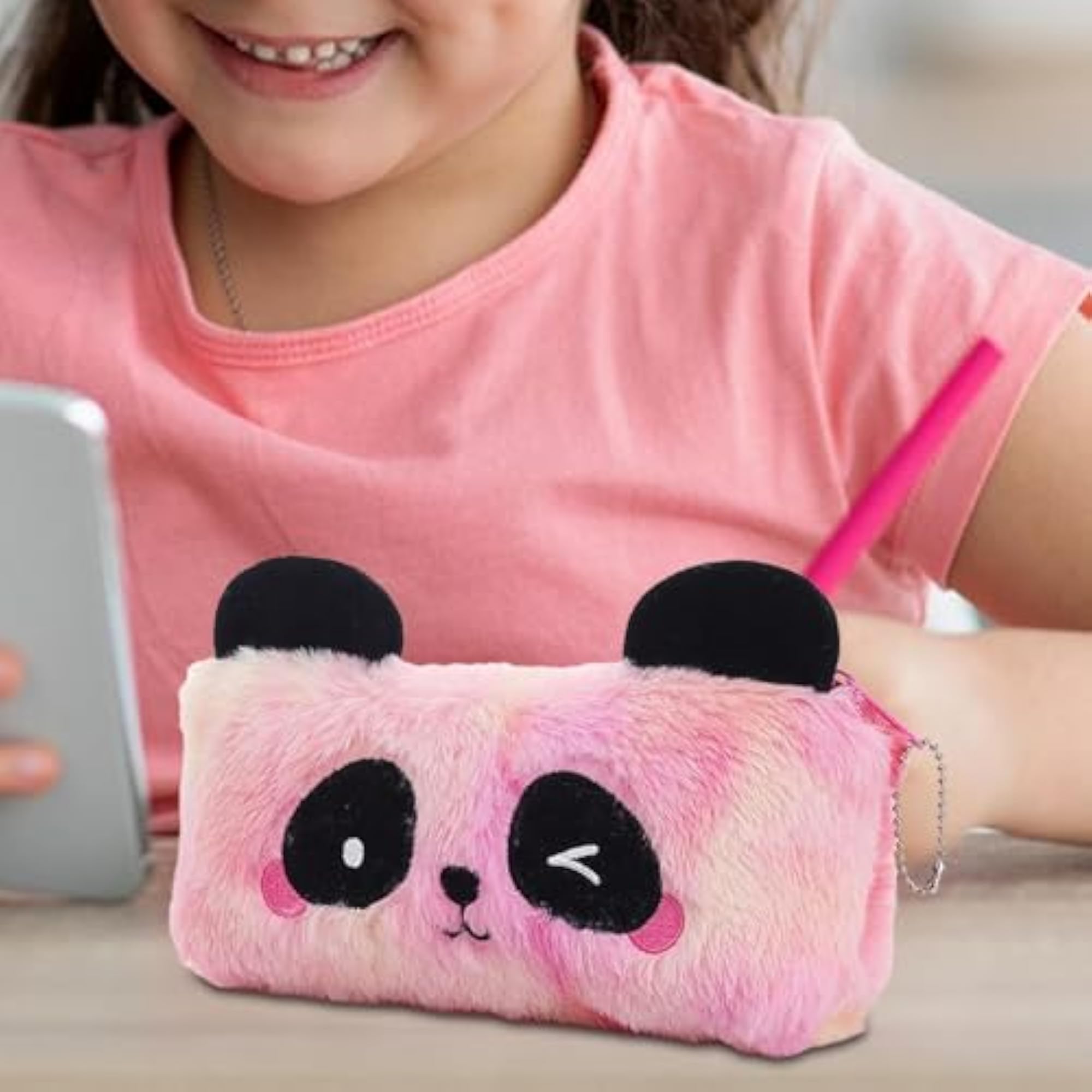 2x Plush Pencil Case Novelty Lightweight Bag for Kids