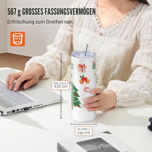 VEVOR 16er-Pack Gerade Sublimationsbecher, 20 oz Blanko-Becher, Edelstahl-Doppelwandbecher mit Strohhalm, Deckel, Bürste, Boden… – Ansicht 5