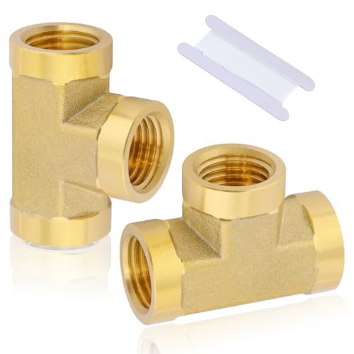 Image of 2pcs 1 /4 inch NPT Female Pipe to 1 /4 inch NPT Female Pipe to 1 /4 inch NPT Female Metals Brass Barstock Street Tee Pipe Hose Fitting