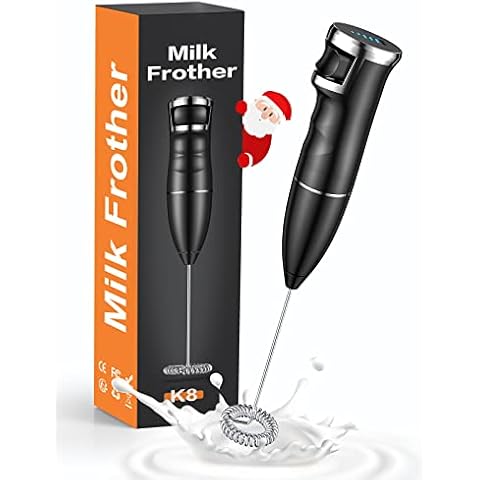 USB-C Rechargeable Milk Frother, Mohard Handheld Milk Frother Electric Mini Whisk for Coffee/Latte/Cappuccino/Scream and Matcha Whisk (Black), Portable Frother with Adjustable Speeds Cover