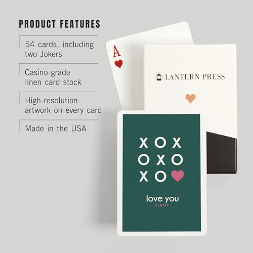 Lantern Press XOXO diseño naipes póker 52 cartas miniatura 3