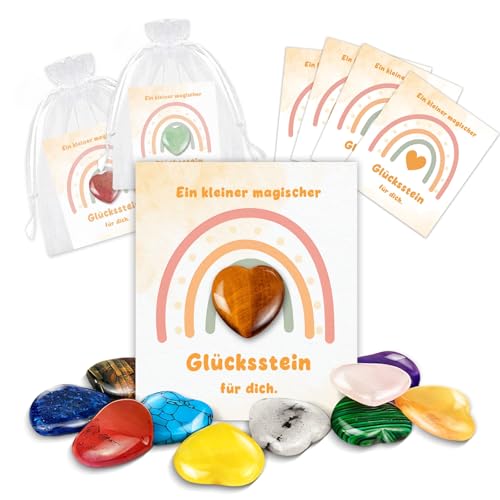 12 Glückssteine Glücksbringer Mitgebsel Kindergeburtstag Mitbringsel Give Away Kleine Geschenke für Kinder Junge Mädchen ab 5 6 7 8 9 10 Jahre Einschulung Schultüte Füllung Schulanfang Deko