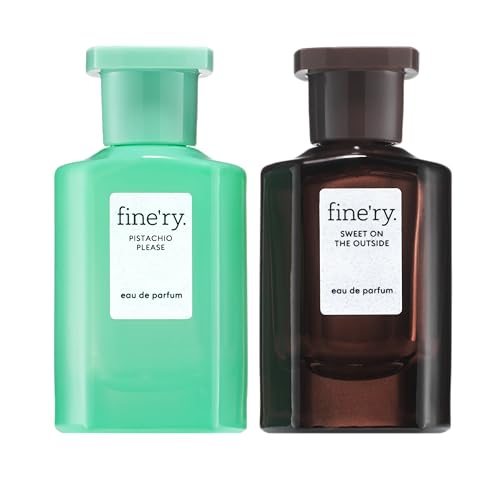 Image of Fine'ry Mini Perfume Set for Women - Pistachio Please & Gourmand Vanilla Sweet on the Outside, Long-Lasting Splash Parfum, Hair & Body Cologne Fragrance, Vegan (7.5ml)
