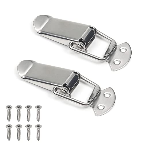 Yinpecly 2Pcs 304 Stainless Steel Medium Spring Loaded Toggle Latch Hasp Metal Hardware Fitting Spring Loaded Lock Catch Hasps for Case Box Trunk Catches 2.8 inch Length