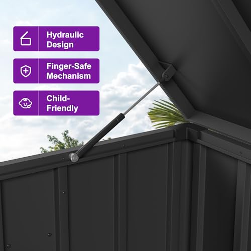 Image of PURPLE LEAF Outdoor Deck Box 150 Gallon, Waterproof Lockable Storage, Gray