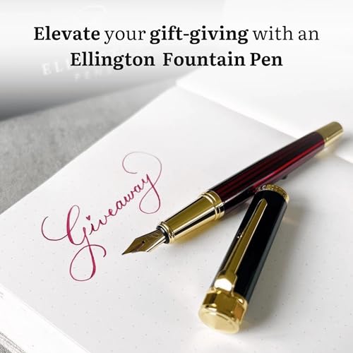 Image of Ellington Pens Luxury Fountain Pen Set - Extra Fine Nib - Includes 3 Ink Cartridges, Refillable Ink Converter, Gift Box-Fountain Pens For Writing, Calligraphy, Journaling, Sketching (Crimson Blend)