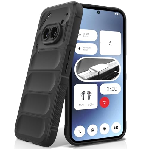 BonYonka Hülle Kompatibel mit Nothing Phone 2a / 2a Plus Stoßfest Wellenmuster Kratzfestes Weiches Mikrofaserfutter Rundumschutz Schutzhülle mit Kameraschutz Schwarz