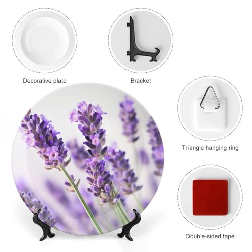Plato decorativo Bone China con flor lavanda 8 pulg miniatura 3