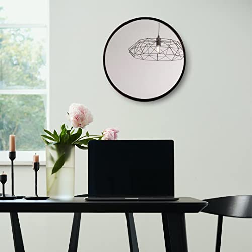 Image of Quality Glass Wall Mirror Metal Frame Round Wall Mirror for Bathroom, Living Room, Vanity Decorative Wall Mirror Wall Mounted (24x24 Inches) - Black