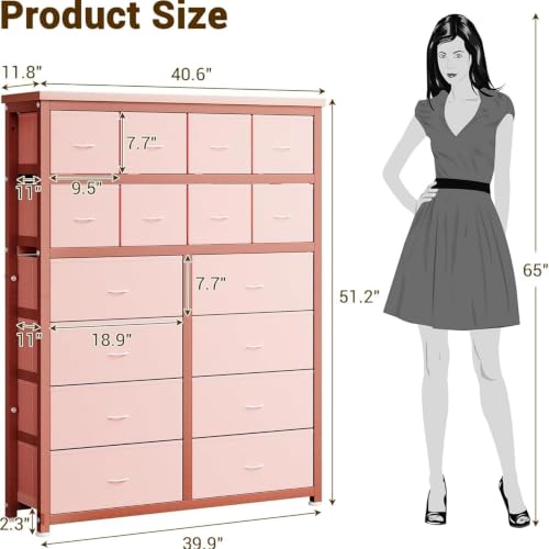 Cómoda alta rosa de almacenamiento vertical para ropa en dormitorio pequeño sin espacio 4