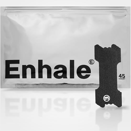 Enhale Nasal Strips - Extra Strength Nasal Breathing Adhesive Strip (45 Count), Nose Athletic Tape for Improved Sleep, Exercise, Anti Snoring, Black