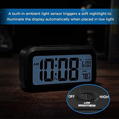 Image of Blairmore Alarm Clock, Silent Non Ticking Small Clock, Battery Operated, Simple Design, Old Fashioned Style Ideal Decor, for Bedroom, Bedside, Desk, Adult, Kid, Gift (Abs Black-1)