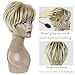 PHOCAS Pixie Cut Wigs Short Stylish Fluffy Layer Wig None Lace Replacement Wig with Bangs for Women Brown Mix Blonde Wig Short