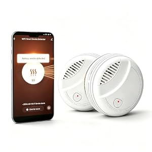 Smart WLAN-Rauchmelder mit App-Photoelektrischer Vernetzbarer Funk-Brandmelder (2 Stück)