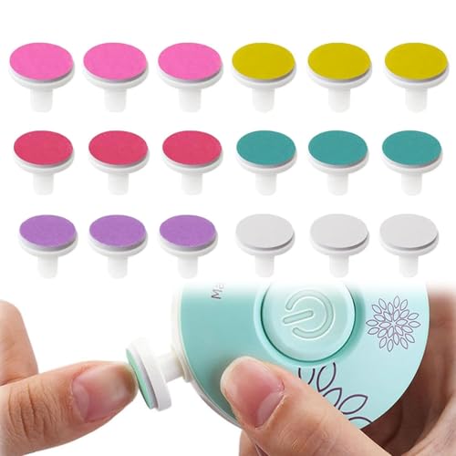 PacuM 18 almohadillas de repuesto para cortaúñas para bebé, cabezales de repuesto, cabezales de pulido, tijeras de uñas, almohadillas eléctricas para limar uñas para bebés y adultos