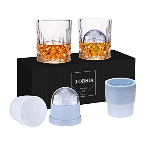 Set of 4 Stylish Whisky Glasses with Ice Moulds Cover