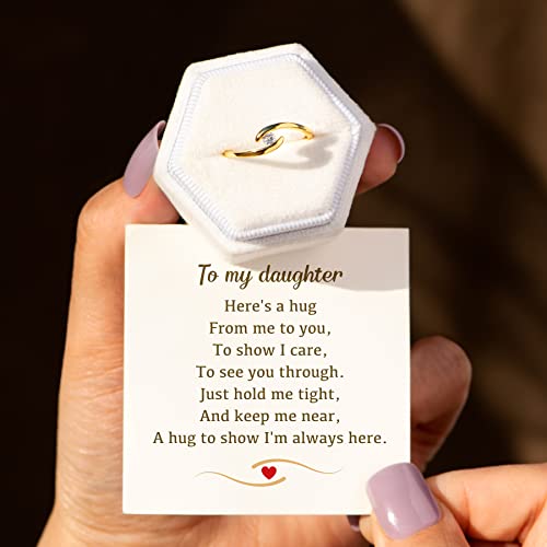STORYJEWELLERY Hug Ring for Daughter, Bypass Promise Ring for Daughter, Daughter Gift from Mom, Gifts for Daughter, To My Daughter Ring, Mother Daughter Ring2