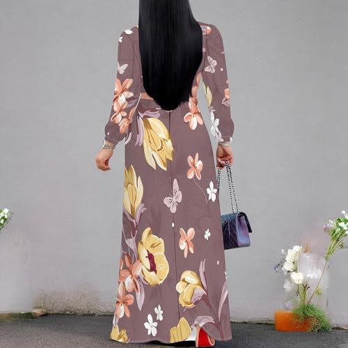 Image of Plus Size Maxi Dress for Women V Neck 3 /4 Sleeve Wrap Dress