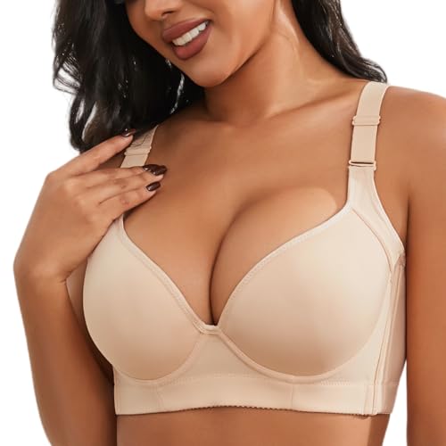 Image of Plus Size Push Up Bras for Women Hide Back Fat Smoothing Bra Underwire Support Bras 34B to 46DD