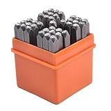 Juego de 37 sellos de corazón de 3 mm de acero al carbono endurecido para manualidades de cuero, joyería, carpintería, estampado de metal con estuche de almacenamiento, letras y números