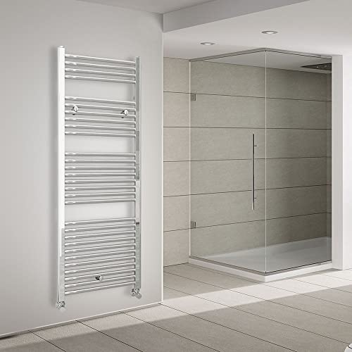 Kibath Toallero Secatoallas radiador para integrar en circuito de agua caliente, tubos de acero con acabado cromado brillo 1500x500. Válido para red de calefacción estandar