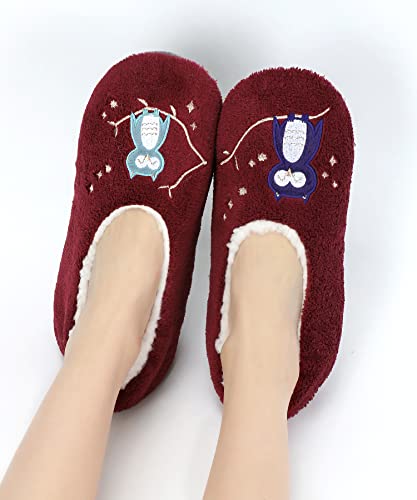 Image of DICUIRD Womens Cozy&Warm Soft Sole Slipper Socks with Grippers-Girls Teddy Fleece Indoor Slipper with Non-skid Bottoms