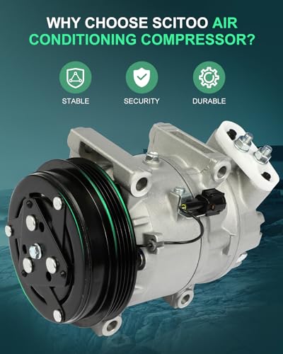 Image of SCITOO AC Compressor fit for INFINITI for QX4 3.5L 2001-2003 | Fast Cooling, Ultra Low Noise (≤72 dB)Air Conditioner Compressor with Clutch, Easy Installation, 926004W000 926004W00A