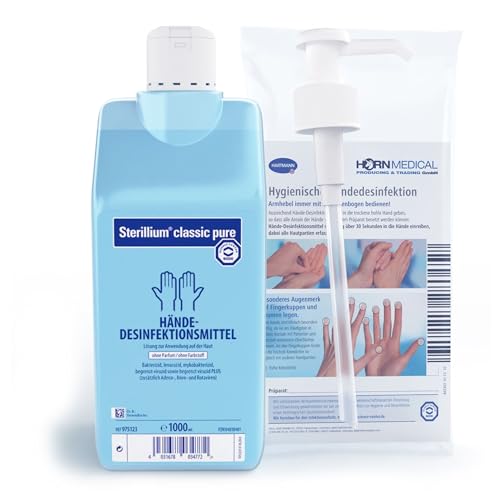 Horn Medical Dosierpumpe mit Sterillium Classic PURE Händedesinfektionsmittel (1x 1000ml)