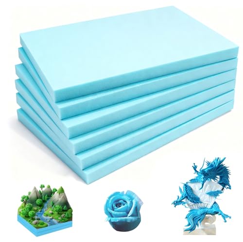 6 Pcs Tablero de Espuma Poliestireno, Placas Espuma Rígida de Alta Densidad, Bloque Espuma Rectangulares Espesor de 20mm, Material Modelado Esculpir Bricolaje para Manualidades, Modelismo Paisajístico