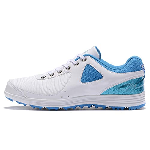 WJFGGXHK Men's Golf Shoes Waterproof Golf Sneaker Spikeless Non-Slip Sports Shoes Walking Fitness Trainers,Blue,43 EU