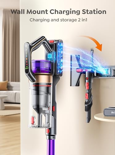 Cordless Vacuum Cleaner, 600W 50KPA 65 Mins Vacuum Cleaners for Home, Anti-Tangle Stick Vacuum with Touch Screen, Wall Mount Charging, Upgraded Vacuum Cordless for Pet Hair/Carpet/Floors - Image 5