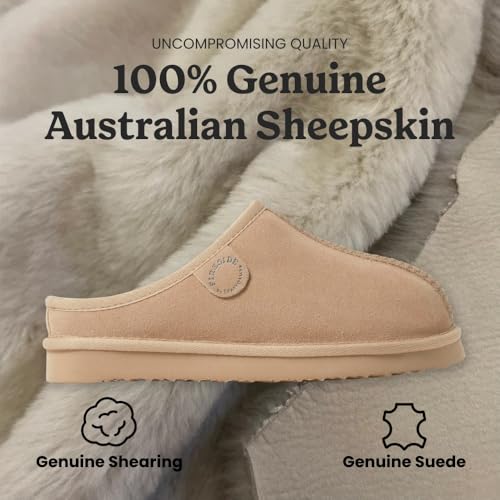 Image of Fireside by Dearfoams Women's Greta Genuine Shearling Clog Slippers, 100% Natural Suede Clogs for Outdoor & Indoor