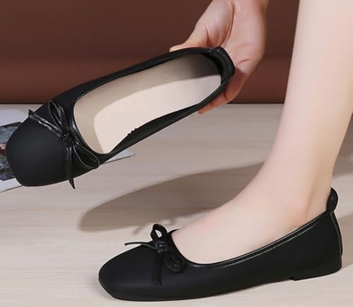 Women's Ballet Flats Square Toe Casual Bow PU Leather Loafers Shoes Comfortable Dressy Outdoor Slip On Flat 20253
